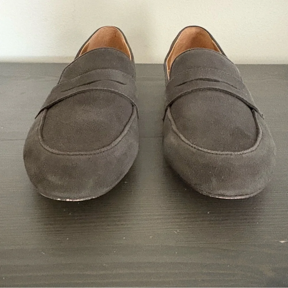 J Crew Factory‎ Suede Penny Loafers Slip On Dark Gray Flats 9.5